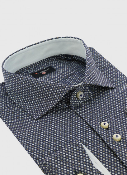 Chemise slim fit à motif circulaire Stanbridge _ Bleu marine à pois _ 88 - Bleu marine