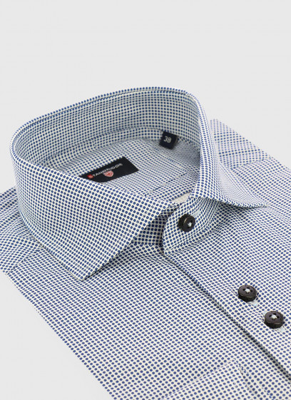 Chemise slim fit à pois Stanbridge _ Bleu pétrole à pois _ 87 - Bleu pétrole