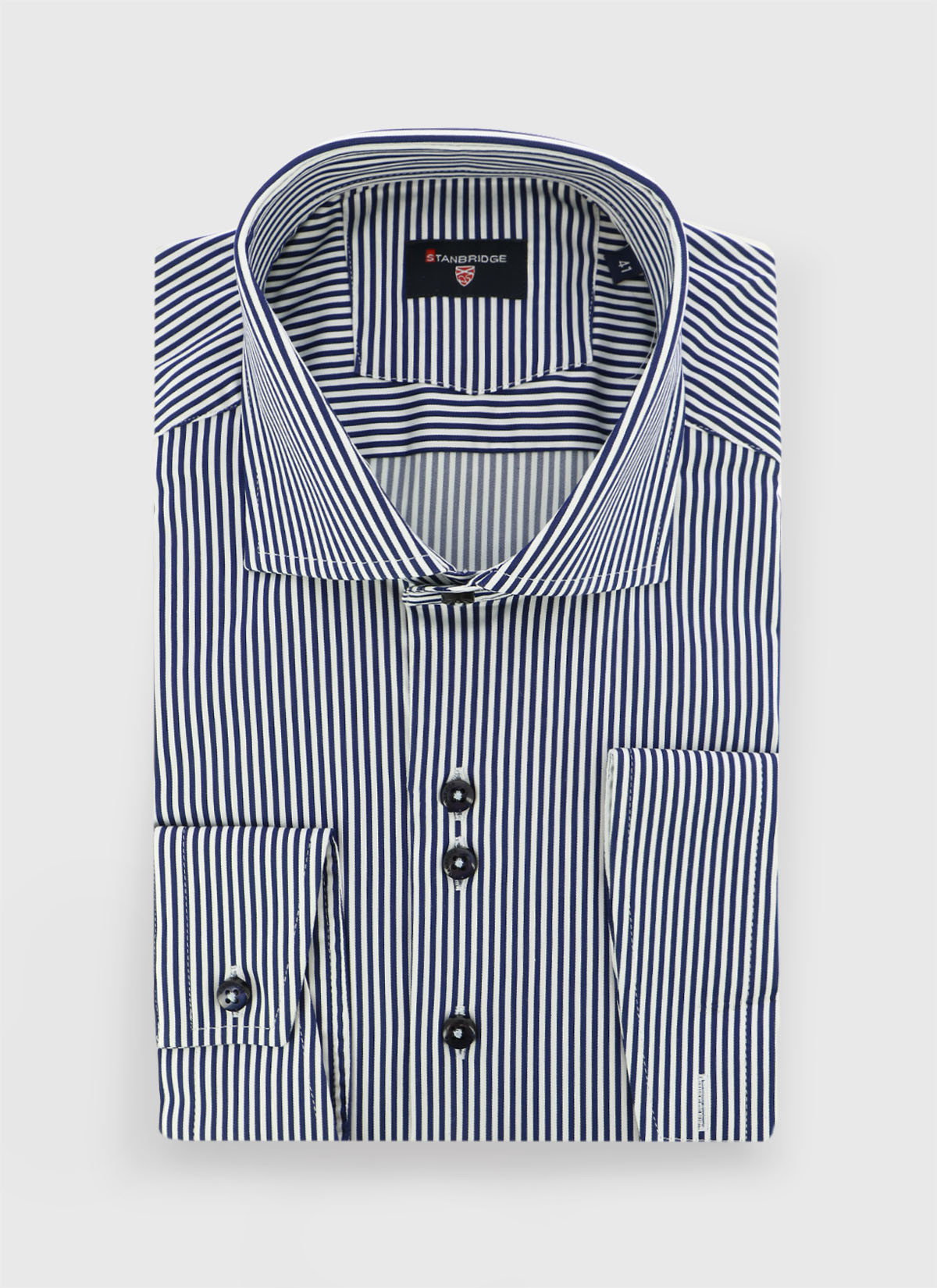 Chemise slim fit à rayures Stanbridge _ Bleu marine à rayures _ 88 - Bleu marine