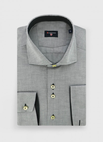 Chemise slim fit faux-uni Stanbridge _ Gris moyen faux uni _ 22 - Gris moyen