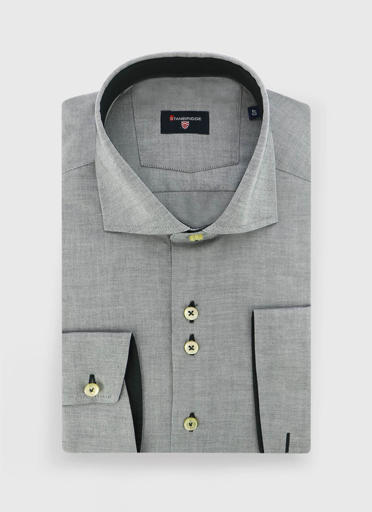 Chemise slim fit faux-uni Stanbridge _ Gris moyen faux uni _ 22 - Gris moyen