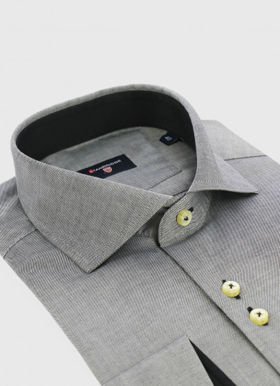 Chemise slim fit faux-uni Stanbridge _ Gris moyen faux uni _ 22 - Gris moyen