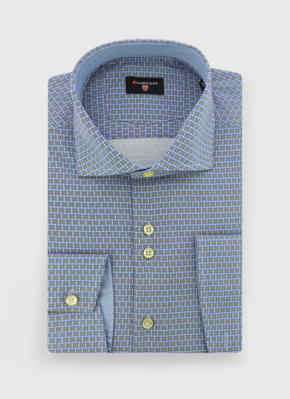 Chemise slim fit à motif fantaisie Stanbridge _ Bleu ardoise fantaisie _ 86 - Bleu ardoise