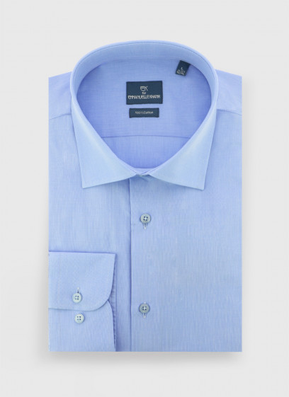 Chemise slim fit faux-uni Emmanuelle Khanh _ Bleu ciel faux uni _ 81 - Bleu ciel