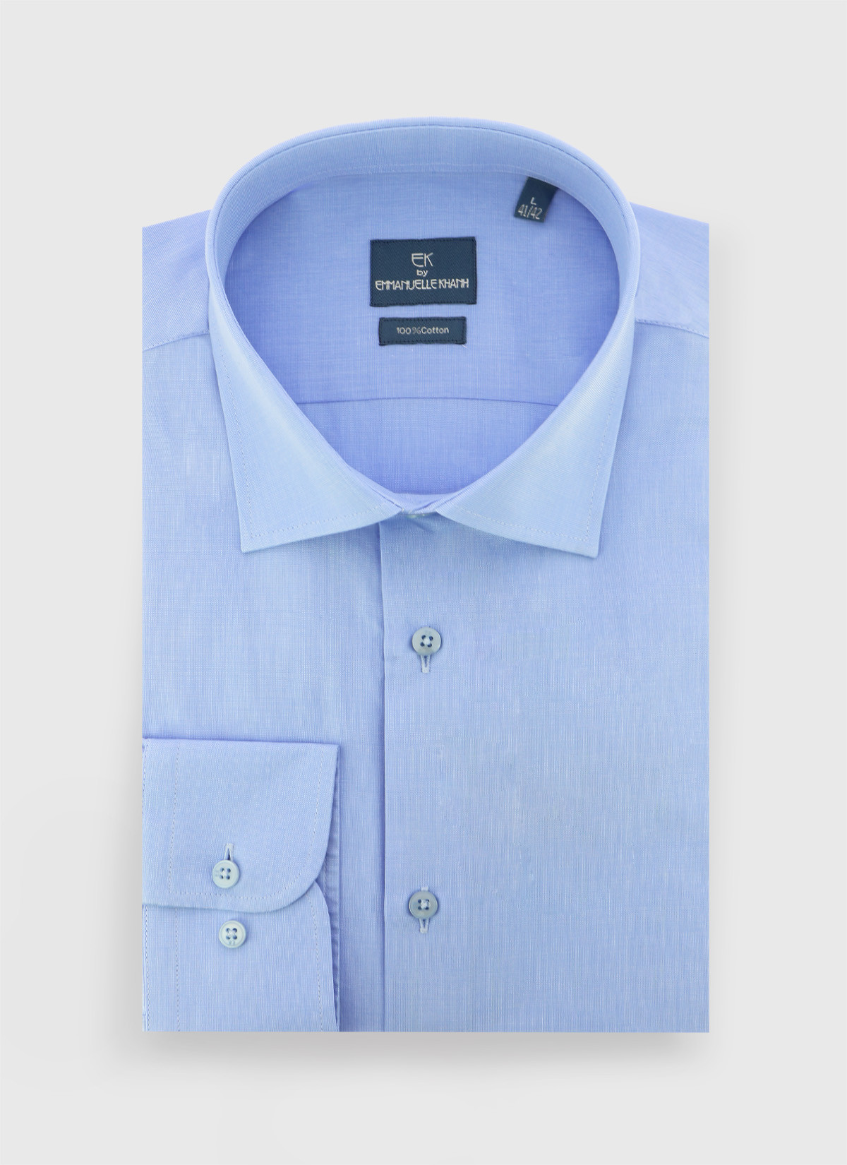 Chemise slim fit faux-uni Emmanuelle Khanh _ Bleu ciel faux uni _ 81 - Bleu ciel