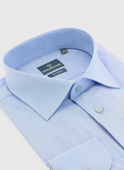 Chemise slim fit faux-uni Emmanuelle Khanh _ Bleu ciel faux uni _ 81 - Bleu ciel