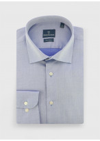 Chemise slim fit texturée Emmanuelle Khanh  _ Bleu pastel motif graphique _ 80 - Bleu Pastel