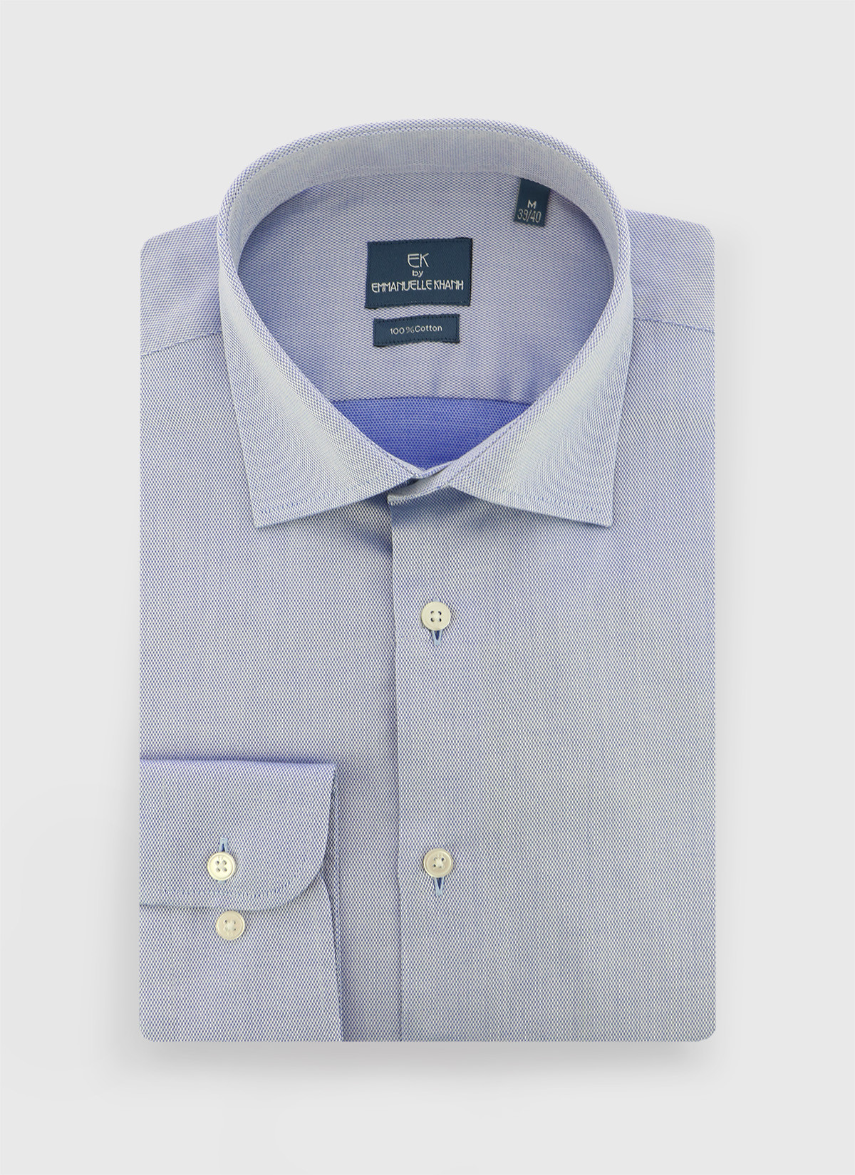 Chemise slim fit texturée Emmanuelle Khanh  _ Bleu pastel motif graphique _ 80 - Bleu Pastel