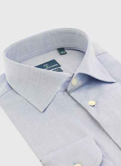 Chemise slim fit texturée Emmanuelle Khanh  _ Bleu pastel motif graphique _ 80 - Bleu Pastel