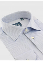 Chemise slim fit texturée Emmanuelle Khanh  _ Bleu pastel motif graphique _ 80 - Bleu Pastel
