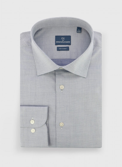 Chemise slim fit à motif graphique Emmanuelle Khanh _ Gris perle bleuté motif graphique  _ 21 - Gris perle