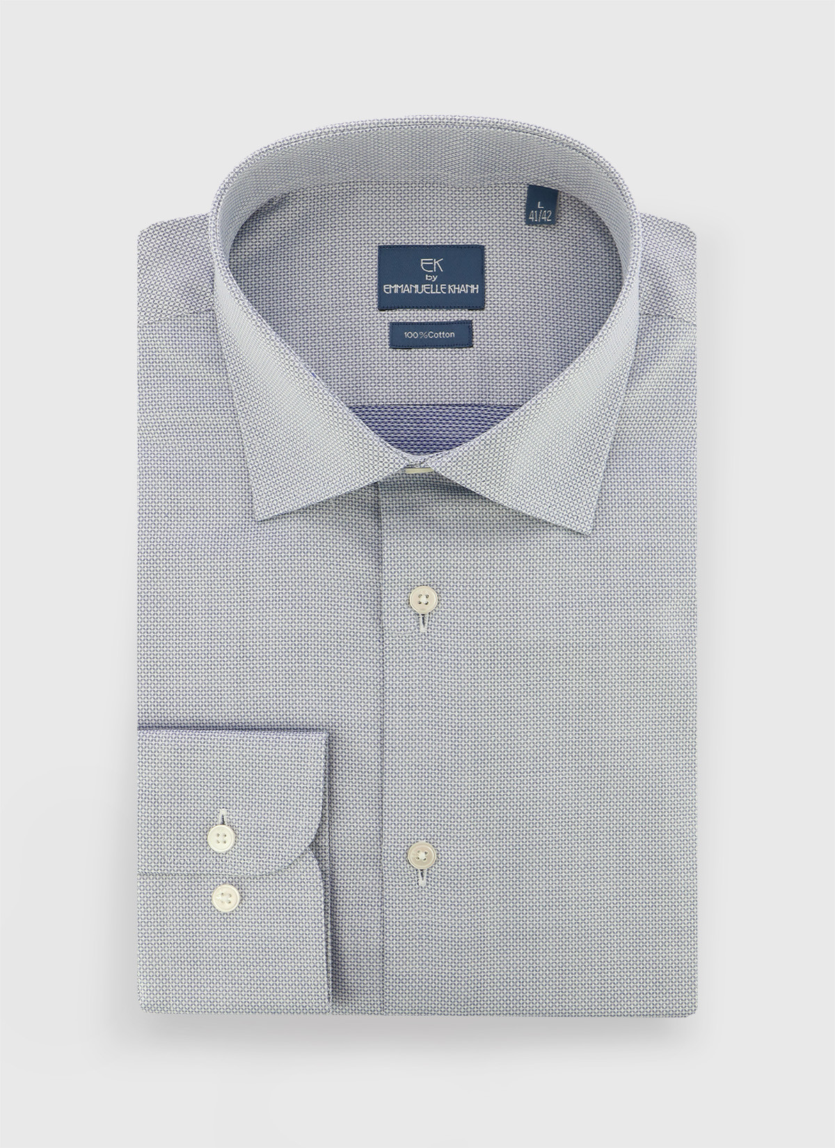 Chemise slim fit à motif graphique Emmanuelle Khanh _ Gris perle bleuté motif graphique  _ 21 - Gris perle