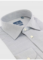 Chemise slim fit à motif graphique Emmanuelle Khanh _ Gris perle bleuté motif graphique  _ 21 - Gris perle