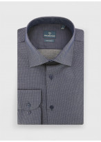 Chemise slim fit à motif graphique Emmanuelle Khanh _ Bleu marine motif graphique _ 88 - Bleu marine