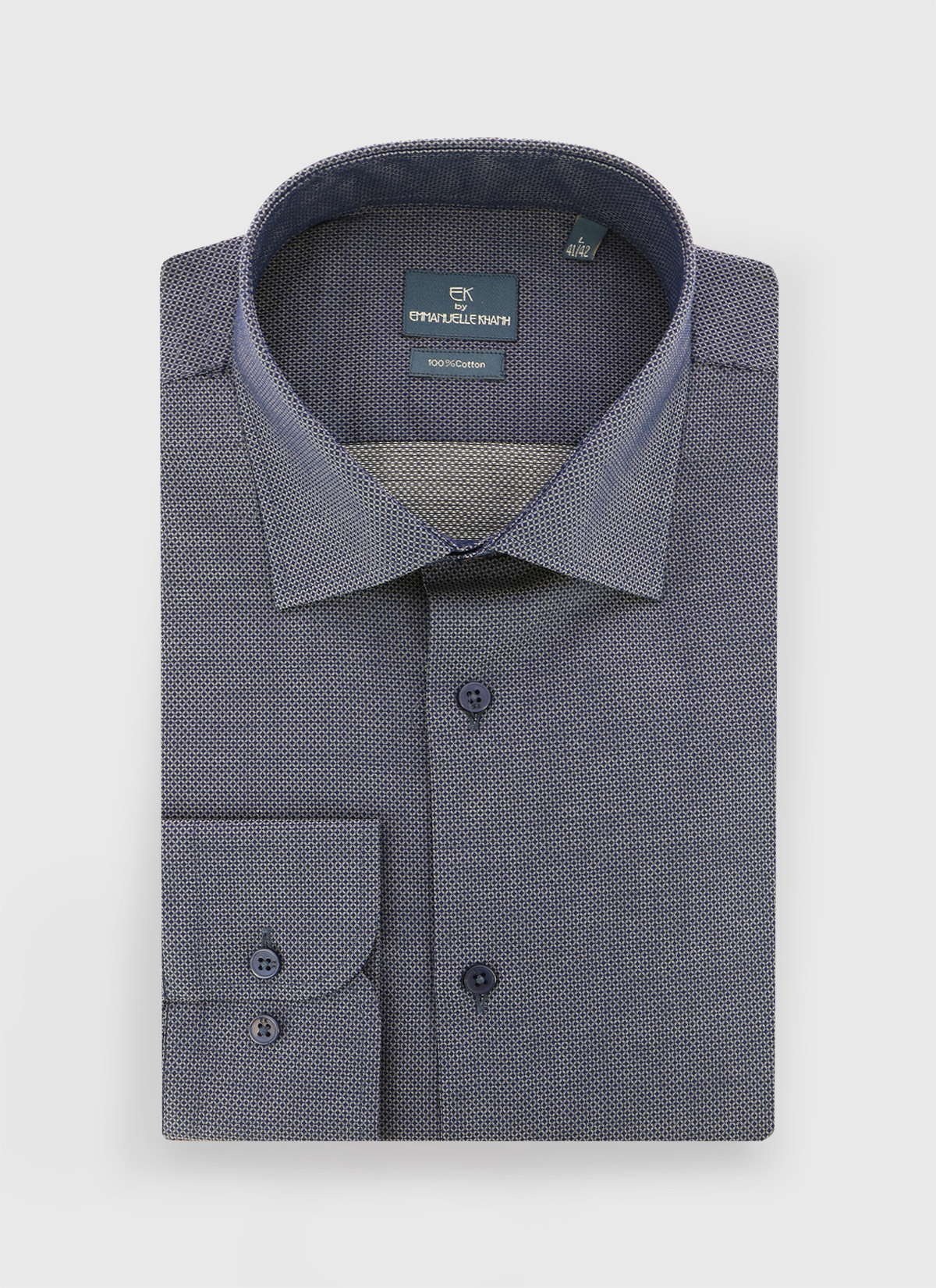 Chemise slim fit à motif graphique Emmanuelle Khanh _ Bleu marine motif graphique _ 88 - Bleu marine