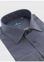 Chemise slim fit à motif graphique Emmanuelle Khanh _ Bleu marine motif graphique _ 88 - Bleu marine