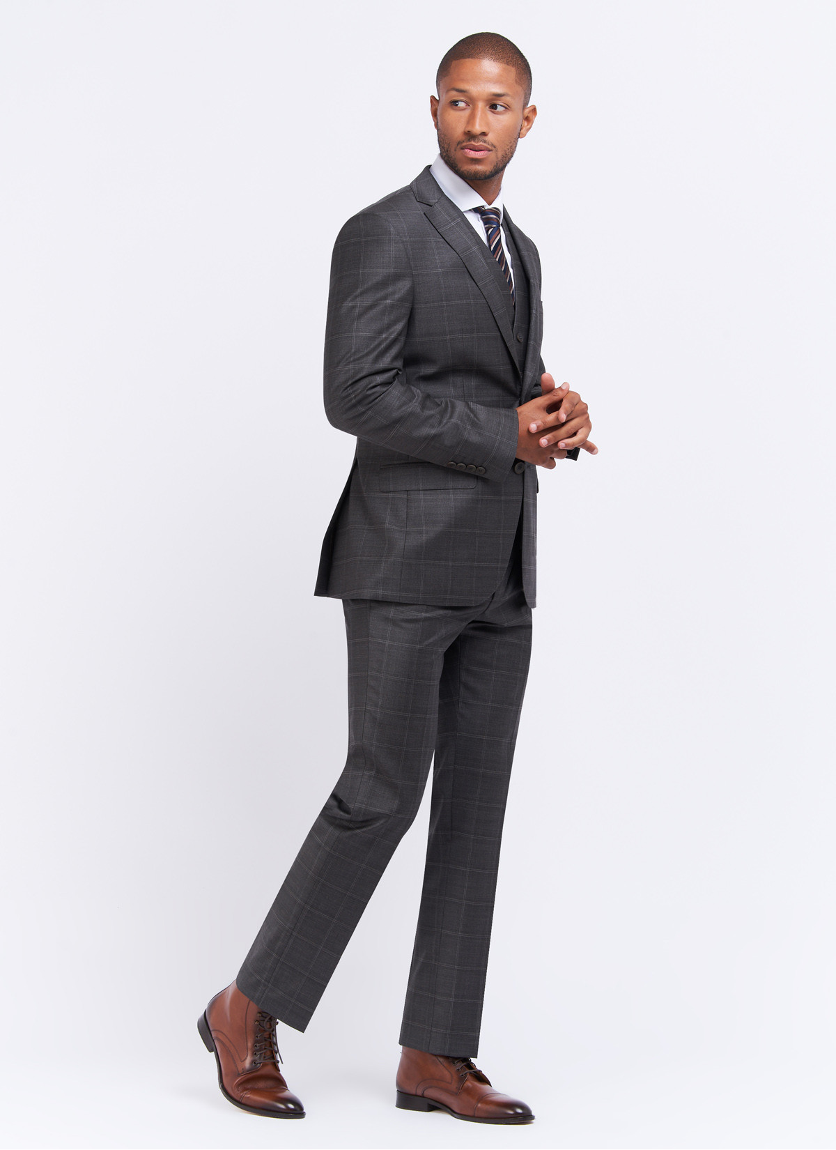 Costume regular fit Emmanuelle Kahn _ Gris foncé à carreaux _ 23 - Gris foncé