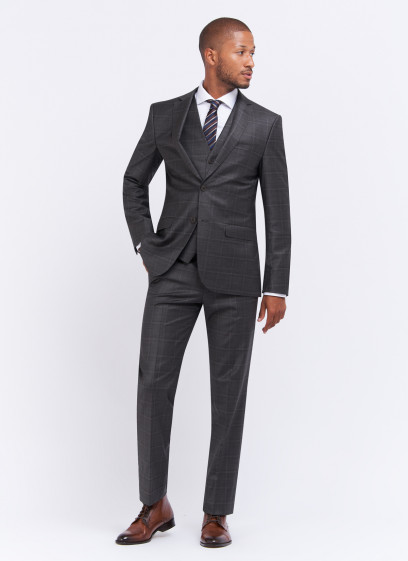 Costume regular fit Emmanuelle Kahn _ Gris foncé à carreaux _ 23 - Gris foncé