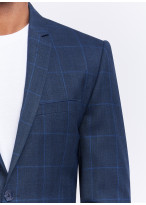 Slim fit suit by Sevenson - Petrol blue with checks