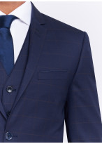Costume trois pièces slim fit Sevenson - 88 Bleu marine à carreaux