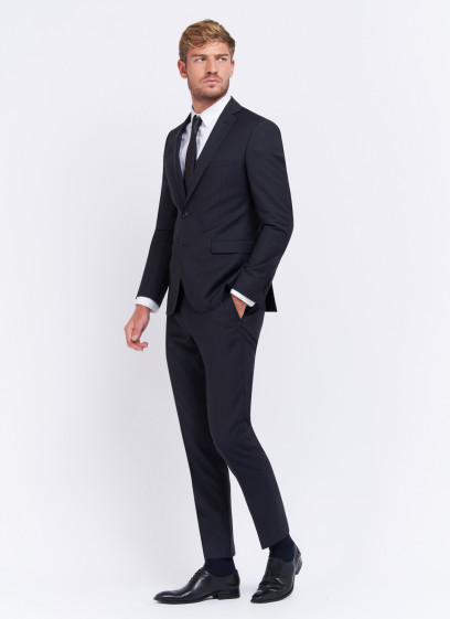 Costume slim fit Lanificio F.LLI Cerruti DAL 1881 _ Noir à rayures _ 01 - Noir