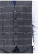 Gilet Emmanuelle Khahn _ Gris moyen à carreaux _ 22 - Gris moyen
