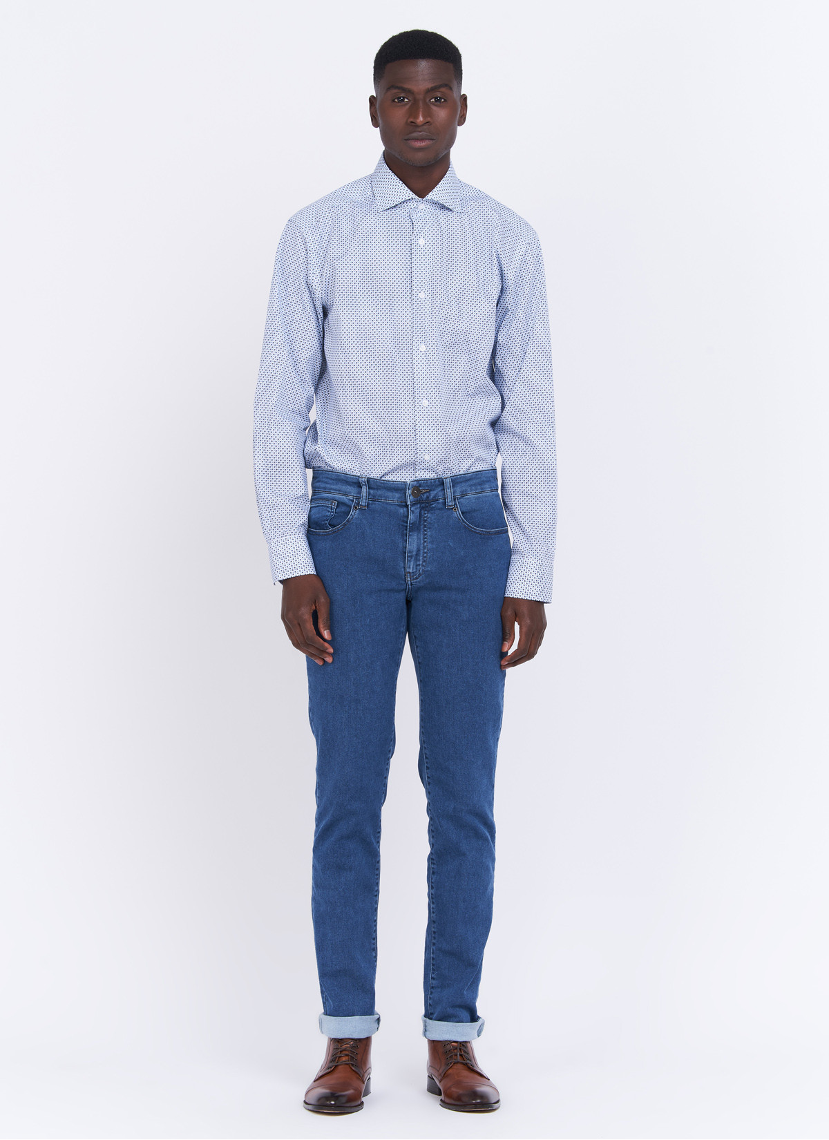 Jean slim fit Charles Le Golf _ Bleu denim faux uni _ 84 - Bleu denim