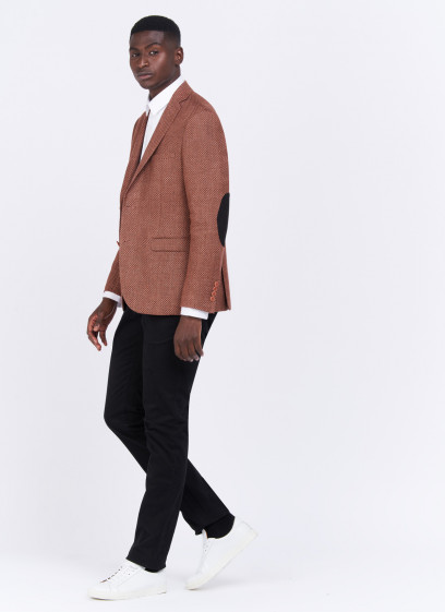 Veste slim fit texturée Charles Le Golf _ Rouge brique faux uni _ 54 - Rouge brique