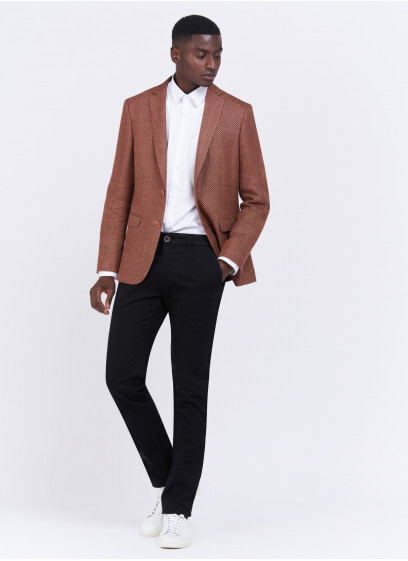 Veste slim fit texturée Charles Le Golf _ Rouge brique faux uni _ 54 - Rouge brique