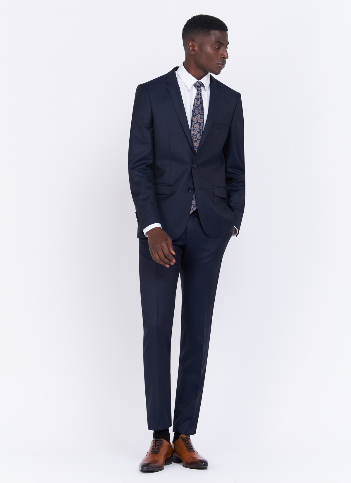 Costume slim fit Charles Le Golf _ Bleu marine faux uni _ 88 - Bleu marine
