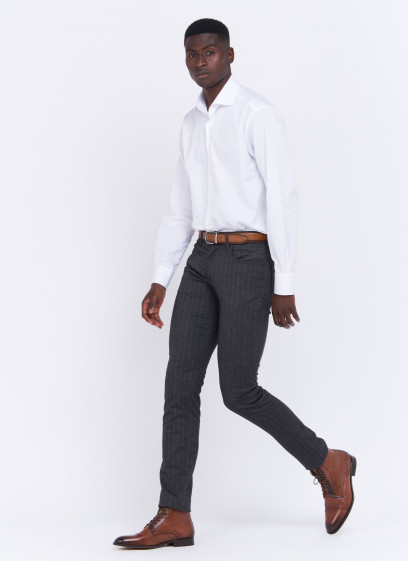 Pantalon chino à rayures slim fit Charles Le Golf _ Gris foncé à rayures _ 23 - Gris foncé