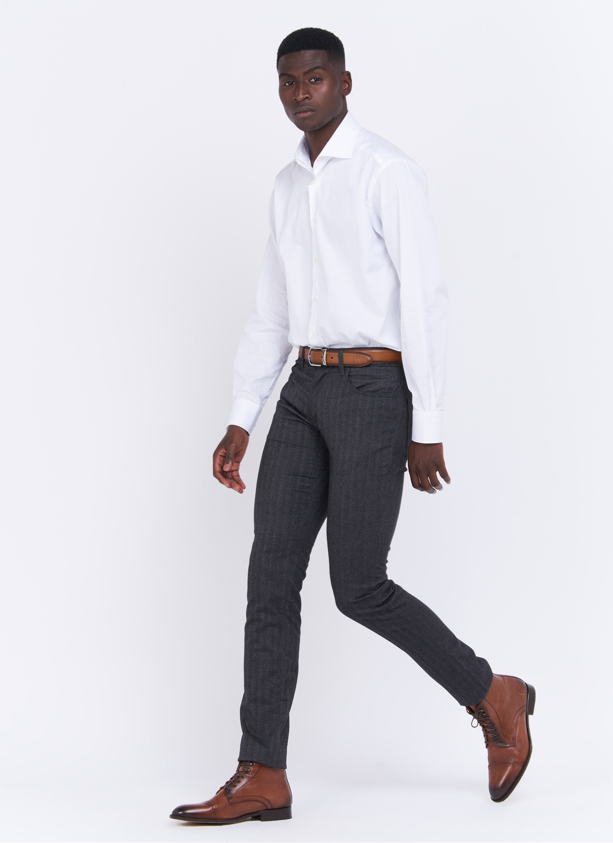 Pantalon chino à rayures slim fit Charles Le Golf _ Gris foncé à rayures _ 23 - Gris foncé