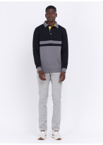 Polos tricolore manches longues Charles Le Golf _ Noir tricolore _ 01 - Noir