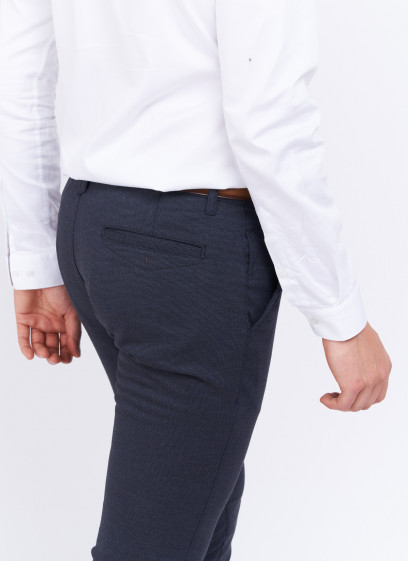Pantalon chino piqué coton slim fit Charles Le Golf _ Bleu marine faux uni _ 88 - Bleu marine
