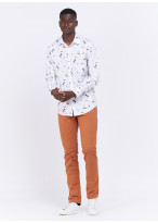 Pantalon chino piqué coton slim fit Charles Le Golf _ Abricot faux uni _ 46 - Abricot