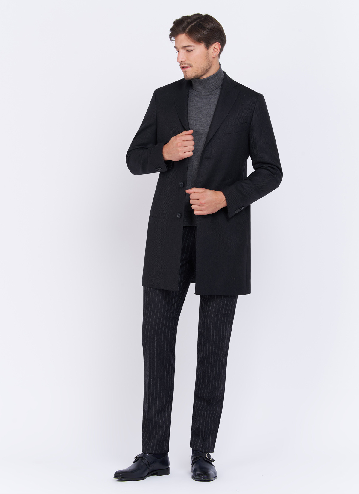 Manteau Charles Le Golf _ Noir faux uni _ 01 - Noir