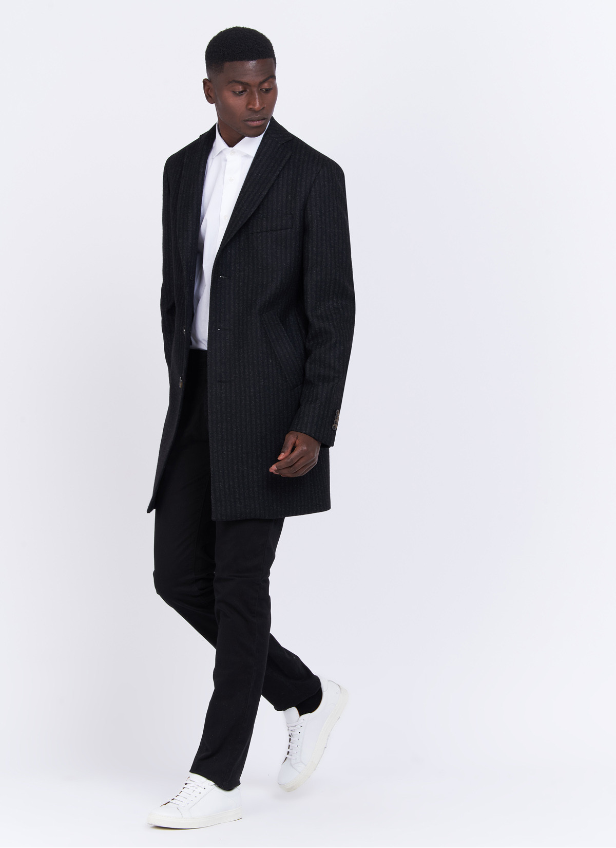 Manteau Charles Le Golf _ Noir à rayures _ 01 - Noir