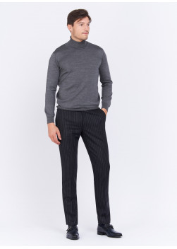 Pantalon slim fit en laine Charles Le Golf _ Gris anthracite à rayures _ 24 - Gris anthracite