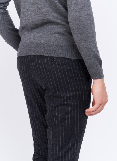 Pantalon slim fit en laine Charles Le Golf _ Gris anthracite à rayures _ 24 - Gris anthracite