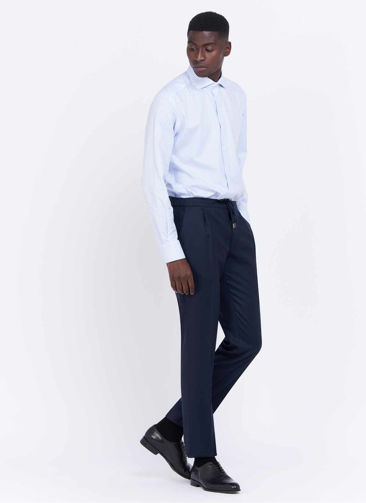 Pantalon slim fit en laine Charles Le Golf _ Bleu marine uni _ 88 - Bleu marine