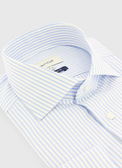 Chemise regular fit à rayures Charles Le Golf _ Bleu pastel à rayures _ 80 - Bleu Pastel