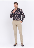 Chemise regular fit à motifs Charles Le Golf _ Noir à fleurs _ 01 - Noir