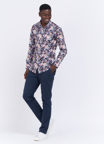 Chemise slim fit à motifs Charles Le Golf _ Bleu marine à fleurs _ 88 - Bleu marine