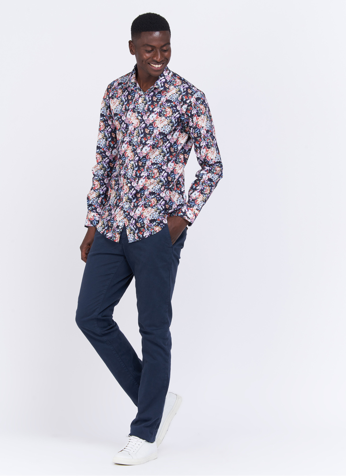 Chemise slim fit à motifs Charles Le Golf _ Bleu marine à fleurs _ 88 - Bleu marine