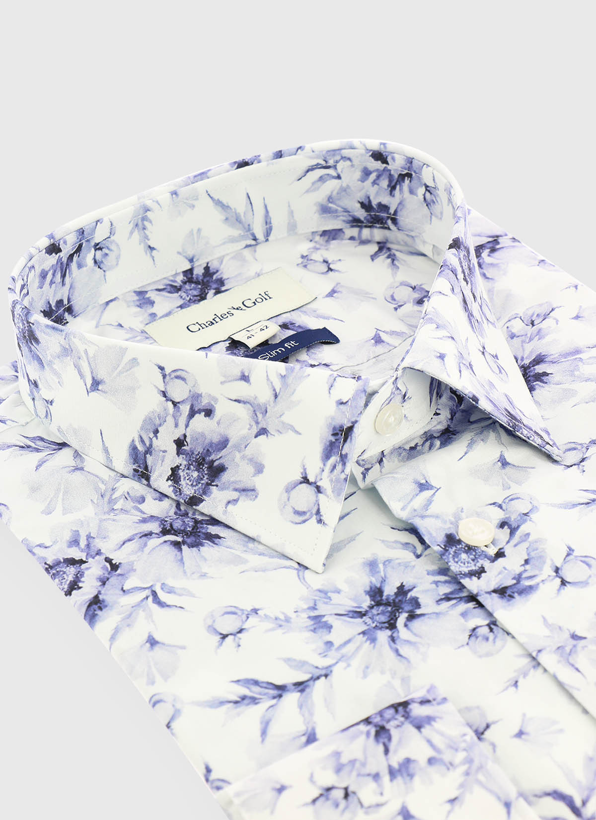 Chemise slim fit à motifs Charles Le Golf _ Blanc à fleurs _ 10 - Blanc