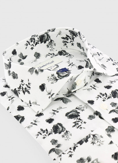 Chemise regular fit à motifs Charles Le Golf _ Blanc à fleurs _ 10 - Blanc