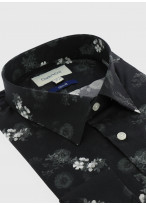 Chemise slim fit à motifs Charles Le Golf _ Noir à fleurs _ 01 - Noir