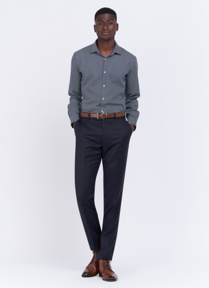 Chemise slim fit à pois Charles Le Golf _ Bleu pétrole à pois _ 87 - Bleu pétrole