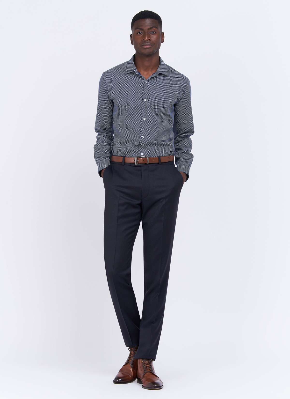 Slim fit polka dot shirt by Charles Le Golf _ Petrol blue with polka dots _ 87 - Petrol blue