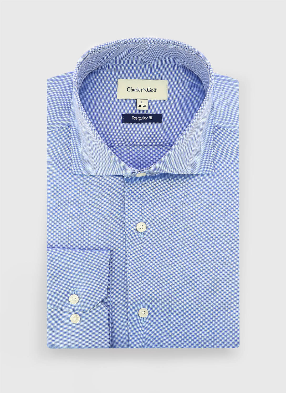 Chemise regular fit Charles Le Golf _ Bleu ciel faux uni _ 81 - Bleu ciel